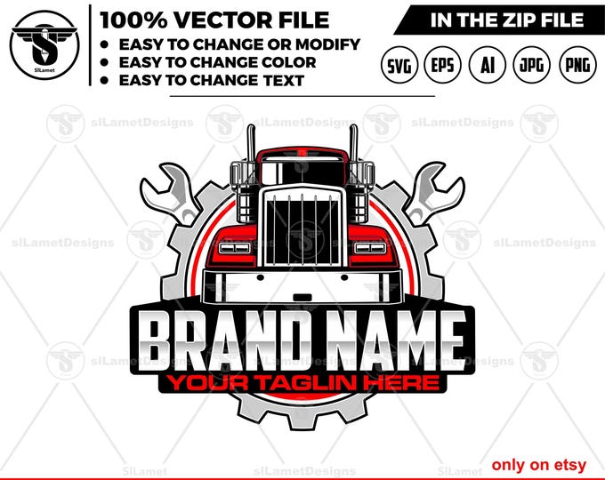 trucking repair logo - trucking service logo - truck trailer repair logo - trucking fix logo