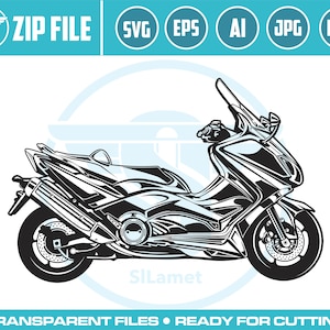 yamaha tmax 530 SVG, Scooter SVG, automatic motorcycle Silhouette, Vespa Clipart, Scooter Motorbike, Scooter Bike Image Cut File for Cricut
