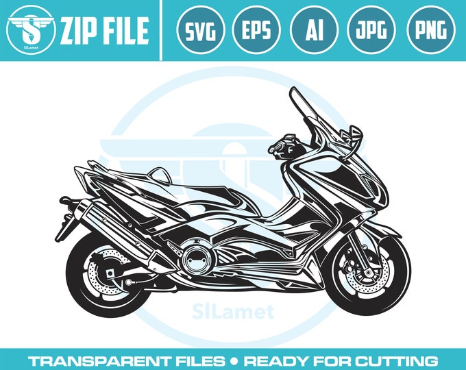 yamaha tmax 530 SVG, Scooter SVG, automatic motorcycle Silhouette, Vespa Clipart, Scooter Motorbike, Scooter Bike Image Cut File for Cricut