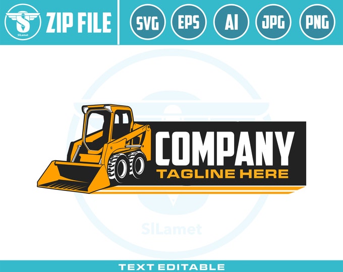 Skid steer loader logo, skid steer bulldozer logo, skid steer svg, Bulldozer logo SVG, Heavy Equipment logo Svg, Bulldozer svg, Wheel Loader