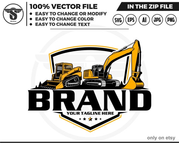 skid steer and excavator logo svg, skid steer Bulldozer logo, skid steer SVG, Wheel Loader Svg, skid steer excavator,mini excavator svg