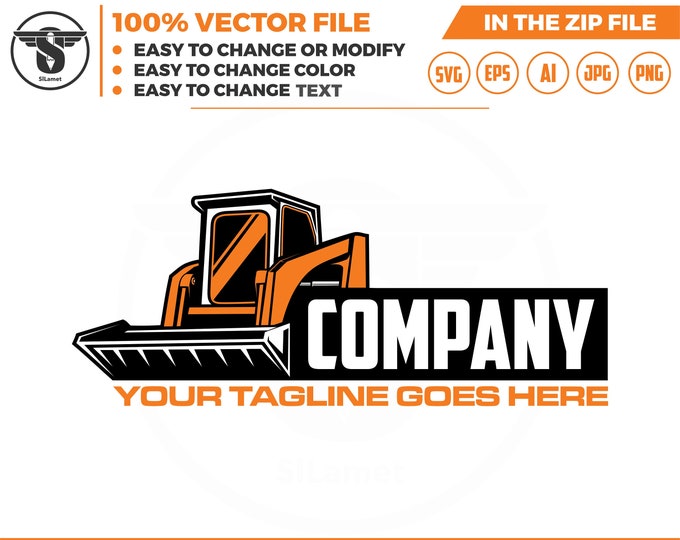 Skid steer loader logo, skid steer bulldozer logo, skid steer svg, Bulldozer logo SVG, Heavy Equipment logo Svg, Bulldozer svg, Wheel Loader