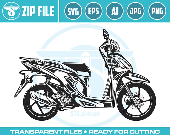 honda vision 50 2021 SVG, motorcycle Silhouette, Scooter SVG,  Vespa Clipart, Scooter Motorbike, Scooter Bike Image Cut File for Cricut