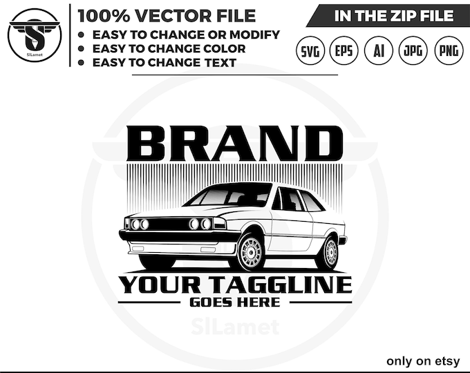 classic car logo, vintage car logo, automotive logo, scirocco Mark 1 logo, Volkswagen scirocco svg, Volkswagen silhouette