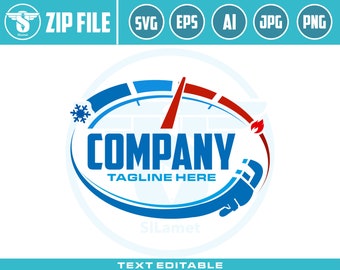Plumbing Services Logo: HVAC Repair Design (Digital Download)
