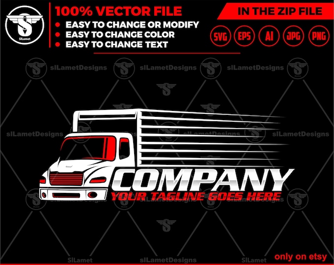 box truck logo - delevery truck logo template