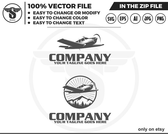 Light aircraft logo - private planes logo - small planes logo - airplanes logo