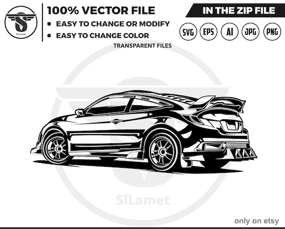 2018 honda civic f1r f102 svg - 2018 honda civic custom svg - sport car silhouette - sport car svg - luxury car svg - excotic car svg
