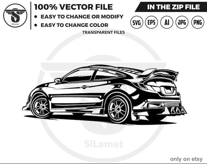 2018 honda civic f1r f102 svg - 2018 honda civic custom svg - sport car silhouette - sport car svg - luxury car svg - excotic car svg