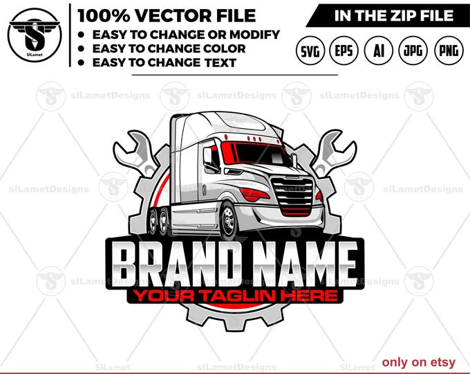 trucking repair logo - trucking service logo - truck trailer repair logo - trucking fix logo