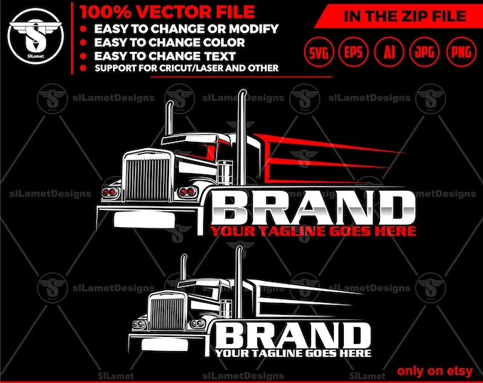 trucking logo- Trucking Company Logo - Moving Truck - Semi Truck -Trucking Brand - Truck Door Logo - Trucker Logo, trucking and road logo