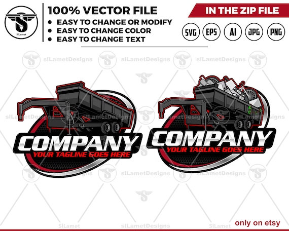 gooseneck dump Trailer Logo - gooseneck dump Logo Template - Hauling Equipment Branding - dump trailer logo
