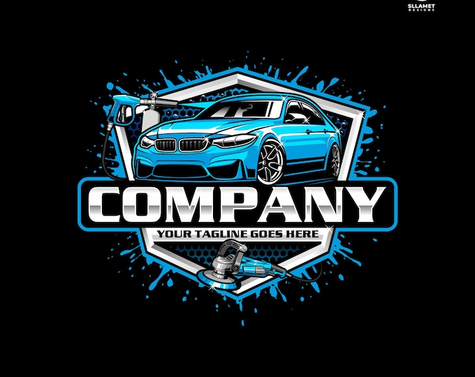 Auto Detailing Logo: Editable Vector for Car Wash & Cleaning Branding (SVG, EPS, PNG)