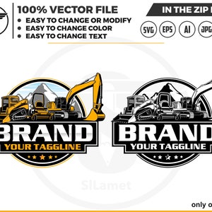 logo per minipale, tosaerba a raggio di sterzata zero ed escavatori, logo per veicoli con attrezzature, logo per attrezzature pesanti, escavatore in formato svg, zero turn in formato svg