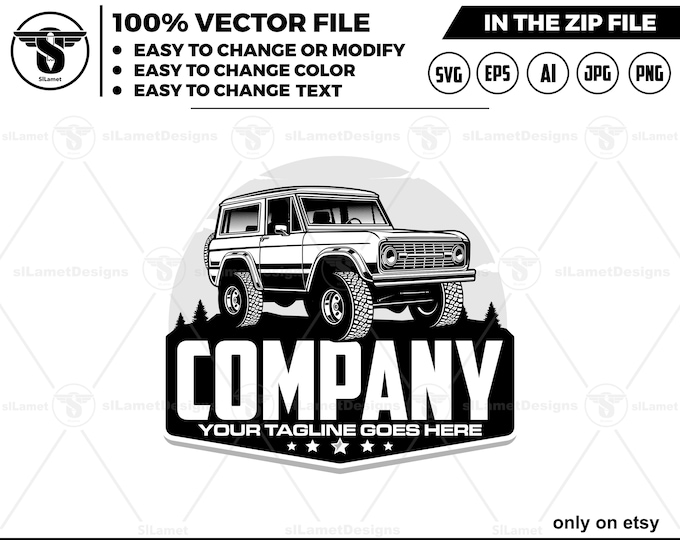 Off-Road SUV Logo Template – Vintage 4x4 Badge Design, Editable Vector, Adventure Logo SVG