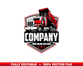 Logotipo de camión volquete SVG: Transporte de equipos EPS, vector editable