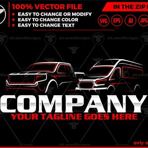 pickup and delivery van logo, automotive logo, automotive, car logo template, car dealer logo , delivery vehicle logo - pickup and van logo