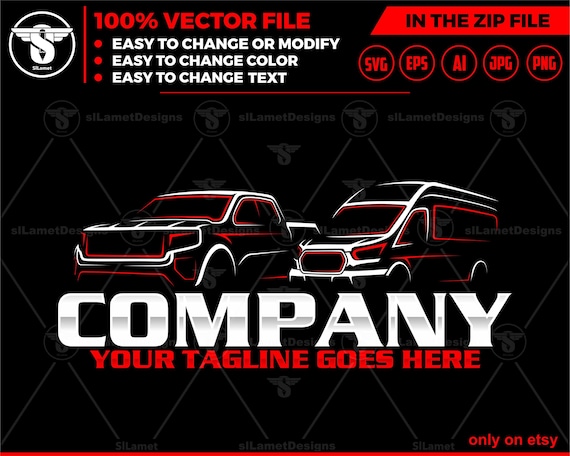 pickup and delivery van logo, automotive logo, automotive, car logo template, car dealer logo , delivery vehicle logo - pickup and van logo