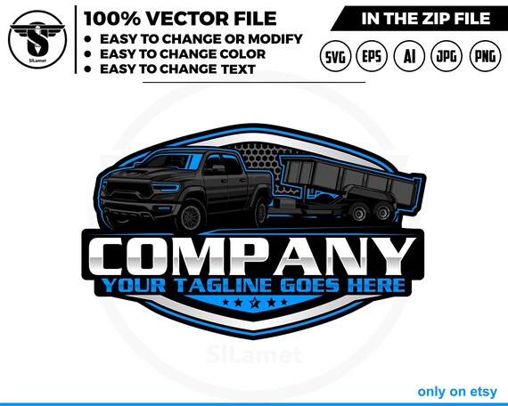 pickup and dump trailer logo - pickup and Bumper Pull Dump Trailer - dump towing logo - dump rental Logo - 2023 Ram 1500 TRX Lunar Edition
