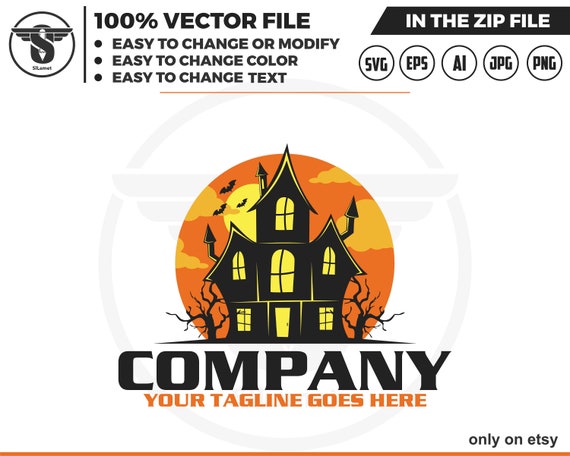 halloween house logo - Haunted House Logo - Creepy house logo