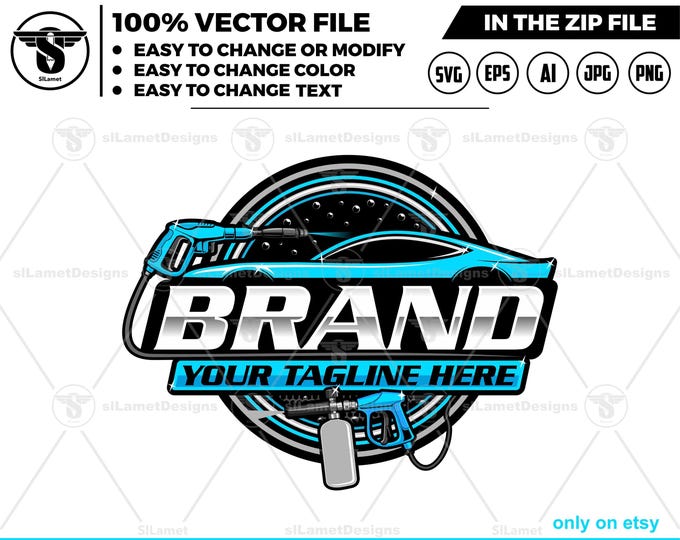 Pressure car wash logo - Pressure Wash car logo - car wash logo template - auto detailing car logo  - Car Detailing logo - car clean logo