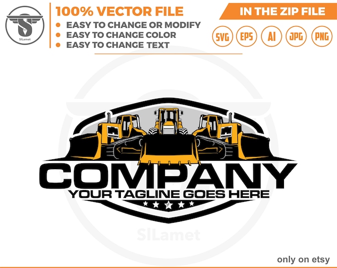 Bulldozer logo - Heavy Equipment logo - Bulldozer svg
