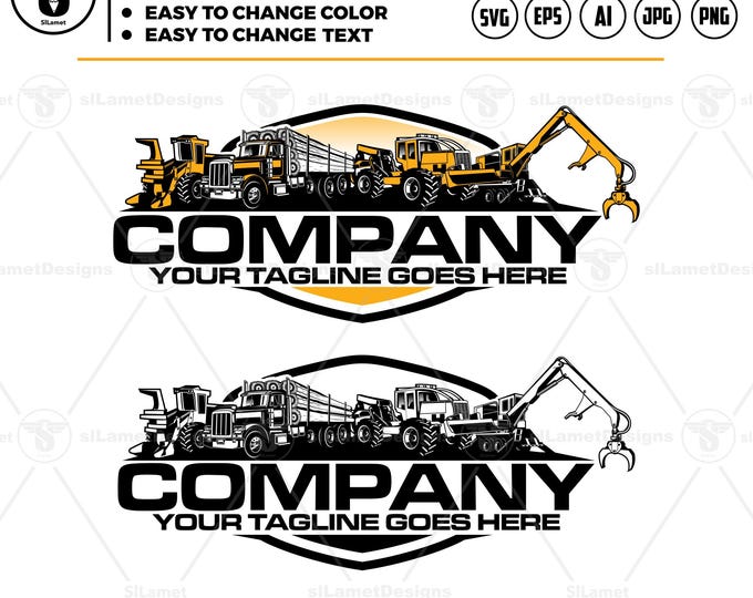 Logging Equipment Logo: Heavy Machines Vector Graphics (Digital Download)