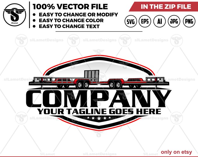 Car Hauling Trailer Logo - Bumper Pull Logo - Car Haulers Logo - flatbed trailer logo - flat bed trailer rental logo - towing trailer logo