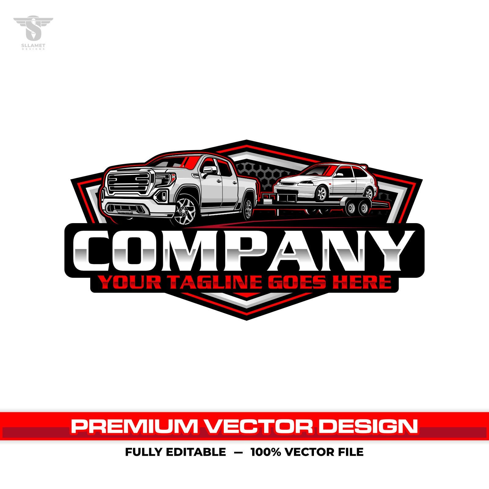 Hotshot Logo SVG: Pickup Truck Car Hauler Vector, Editable Template