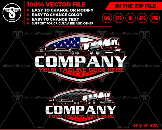 america dump trailer and flat bed trailer logo, flat bed and dump trailer rental logo, trailer rental logo