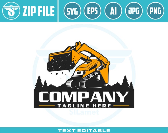 stand loader logo, mini track loader svg, Skid steer loader logo, bulldozer logo, skid steer svg, Heavy Equipment logo Svg, Wheel Loader