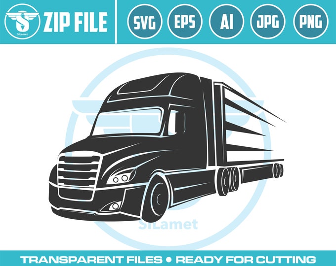 Semi Truck Trailer svg, Truck Driver Trucker Big Rigg 18 Wheeler Semi Tractor Trailer Shipping Trucking Logo .SVG Vector Cricut Cut Cutting