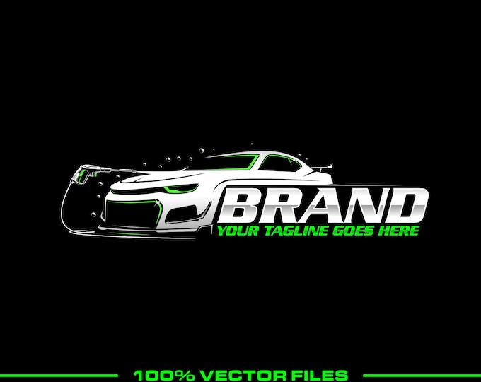 Car Wash Logo: Fully Editable, Pressure Washing Detailing Vector Design