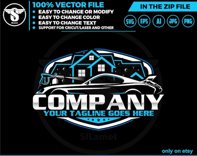 house Car wash logo template - car wash logo - car wash svg - cleaning car logo - automotive - auto detailing car logo - Car Detailing svg