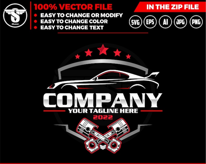 CAR PISTON LOGO, automotive car logo, piston logo, repair car logo, fix car logo, service car logo, race car logo, racing car logo sport car
