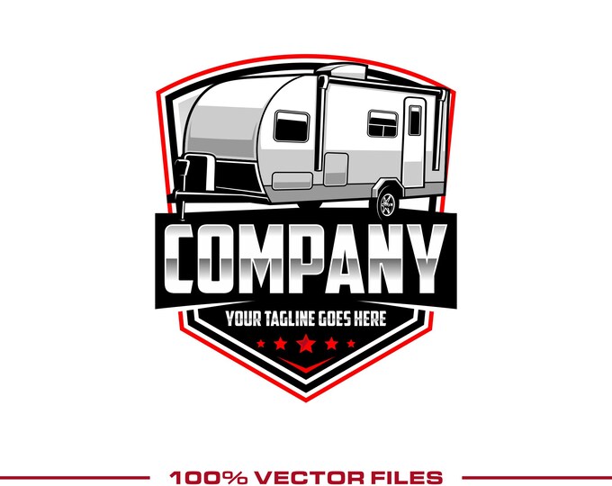 Travel Trailer Logo: Fully Editable, RV Camper Rental SVG Vector Design