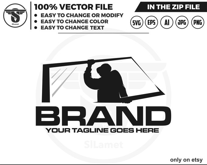 Glazier logo - glass repair logo - window house repair logo