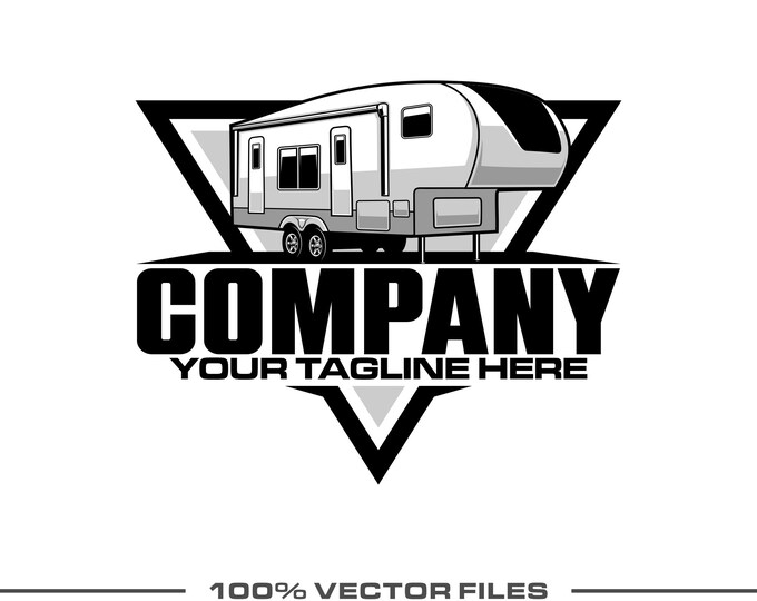 Fifth Wheel Logo: Fully Editable, Camper Trailer Rental SVG Vector Design