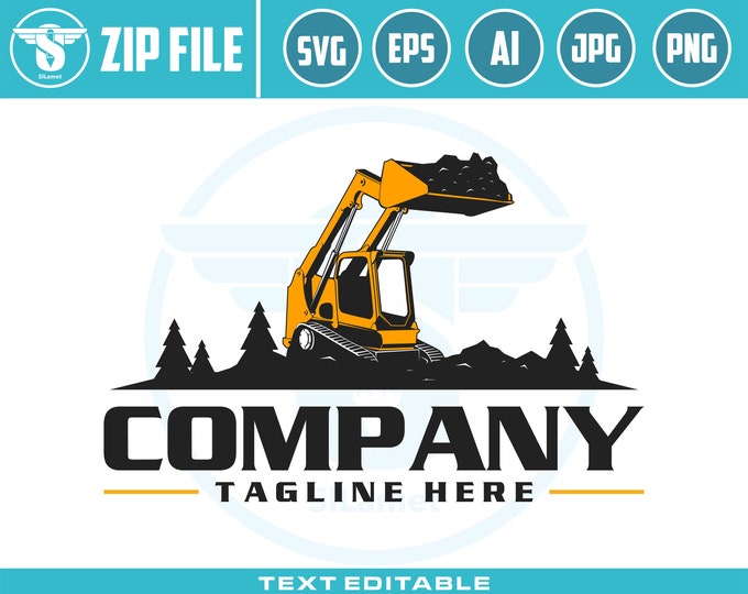 Skid steer loader logo, skid steer bulldozer logo, skid steer svg, Bulldozer logo SVG, Heavy Equipment logo Svg, Bulldozer svg, Wheel Loader