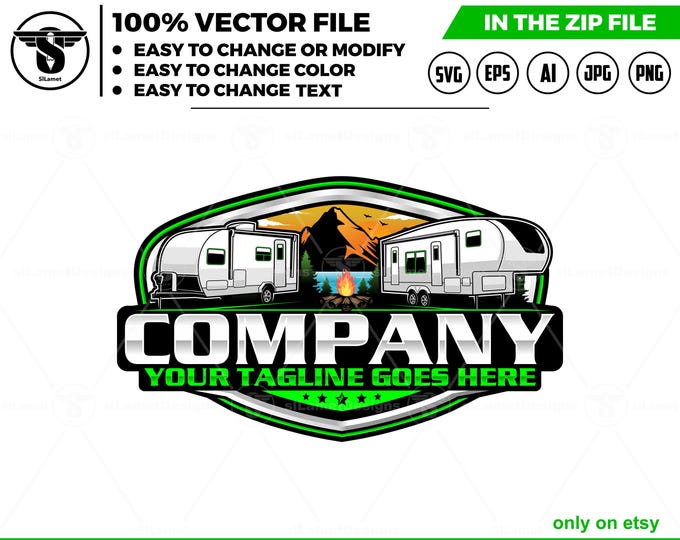 RV Trailer Logo Design: travel trailer, small campers, Fifth Wheel svg