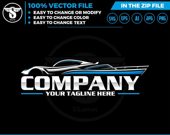 boats and car logo - Speed Boat logo  - Speedboat Svg - Motor Boat Svg - Yacht Luxury Water, passenger ship, Cruise Ship logo