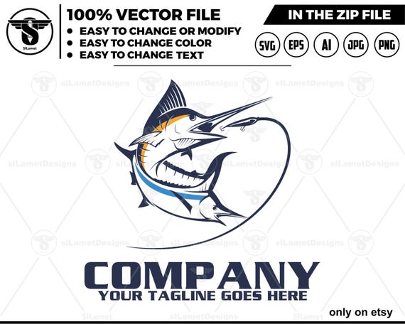 Fishing logo, marlin and sailfish Fishing logo, tuna Fishing Logo - boat Fishing logo