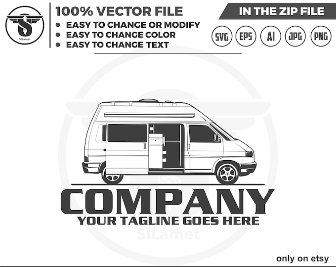 campervan svg, Camper van logo, travel van car, camper van vector isolated logo design