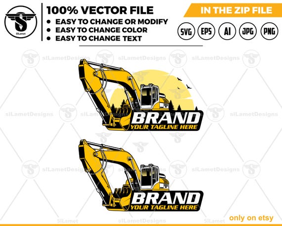 Excavator Logo - Digger Logo - Heavy Equipment logo - Construction Machine Art - Earth Mover logo
