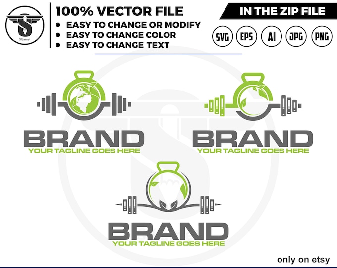 eco gym logo - eco Fitness Gym logo - green gym