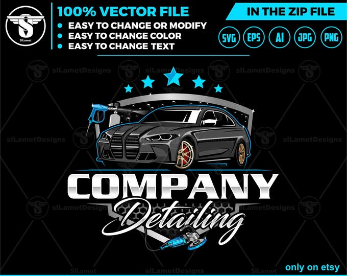 auto detailing car logo template - Car Detailing Services logo - car wash logo template - car clean logo - auto detailing logo SVG