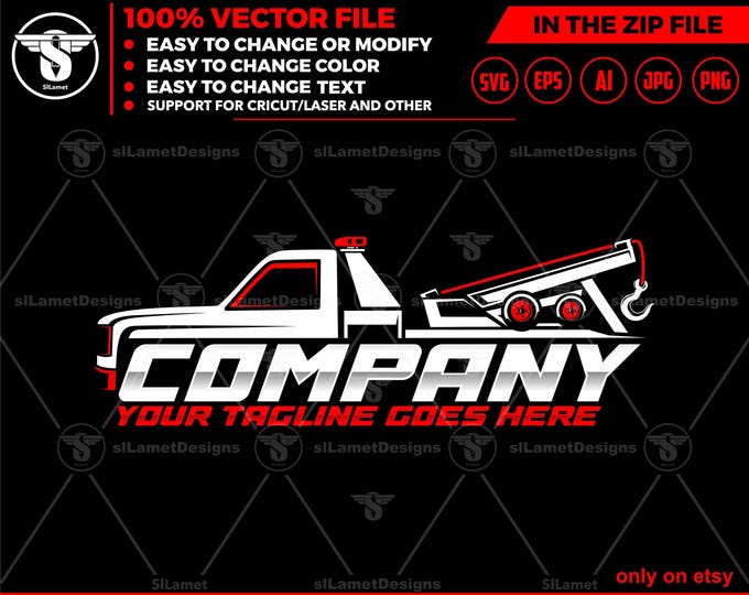 towing truck logo, towing logo template, towing chain svg, Wrecker truck, tow truck logo, towing service logo, light duty Wrecker