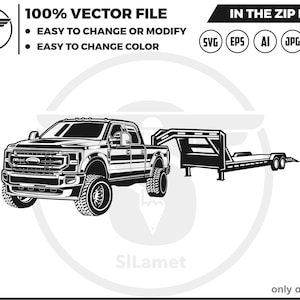 ford super duty and gooseneck trailer svg, pickup truck, pickup truck Logo, pickup truck svg, pickup truck tshirt, silhouette