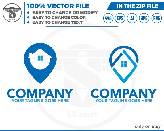 location house logo - map house logo - minimalis house logo - Real Estate Logo - Logo Design Template - Real Estate Agent Logo,
