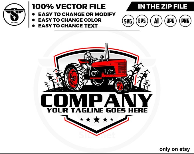 vintage tractor logo - vintage tractor silhouette - old tractor logo - classic tractor logo - 1946 Farmall H Tractor